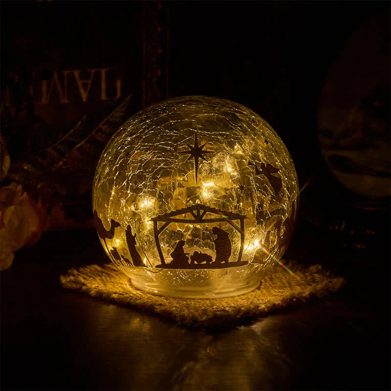 Christianartworkshop Illuminated Nativity Scene Glass Sphere: Symbol of Gentle Heavenly Radiance