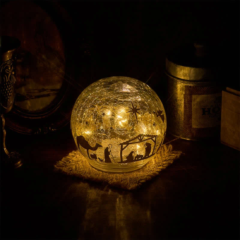 Christianartworkshop Illuminated Nativity Scene Glass Sphere: Symbol of Gentle Heavenly Radiance - image 1