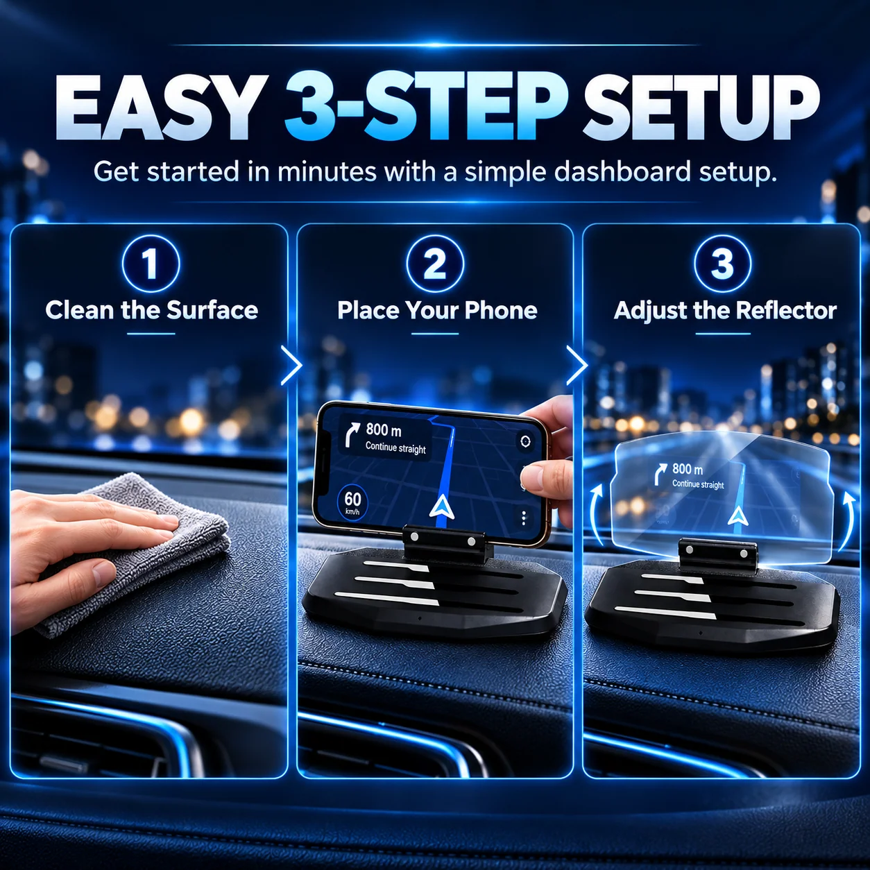 Dashboard phone HUD stand installation instructions