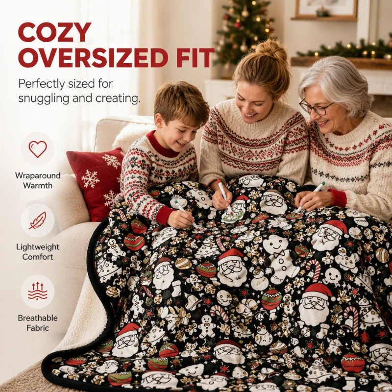 Creative coloring activity with a DIY illustrated fleece blanket