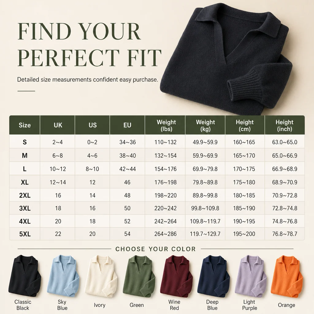 Sweater size guide