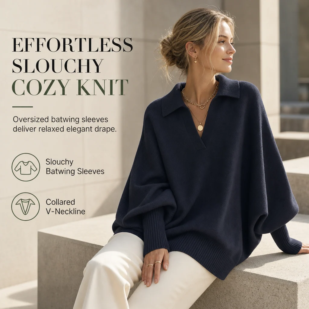 Oversized collared knit sweater