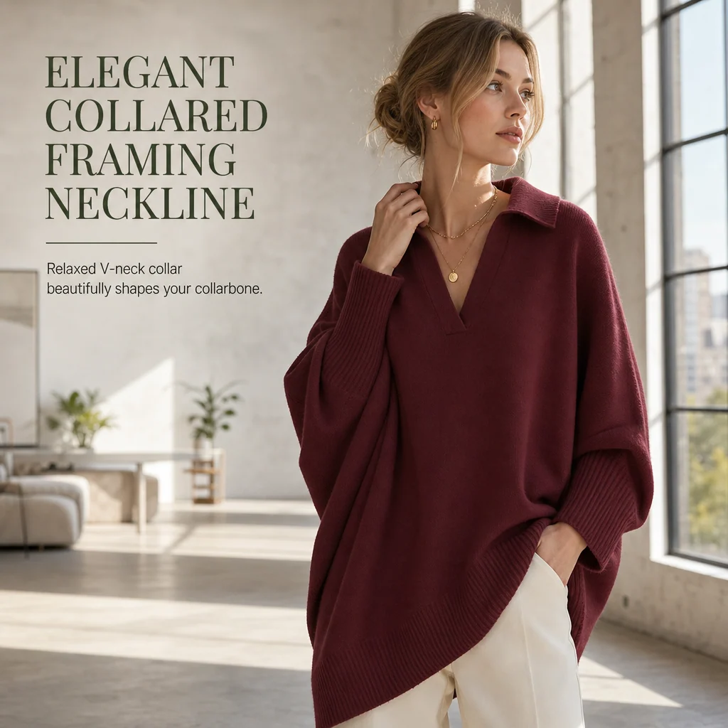 Elegant open collar neckline