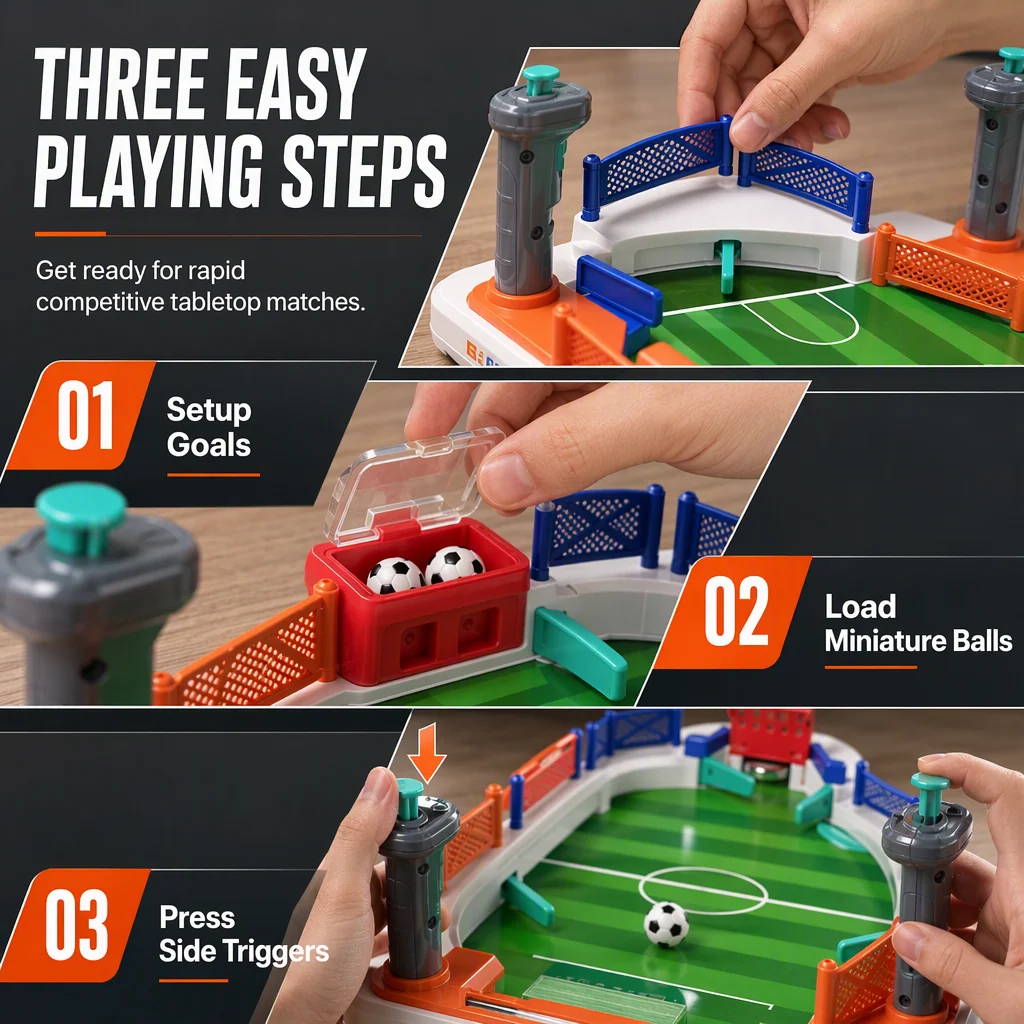 Easy setup tabletop soccer game