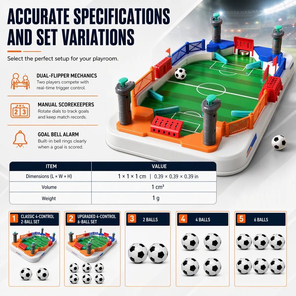 Table soccer game models and sizes