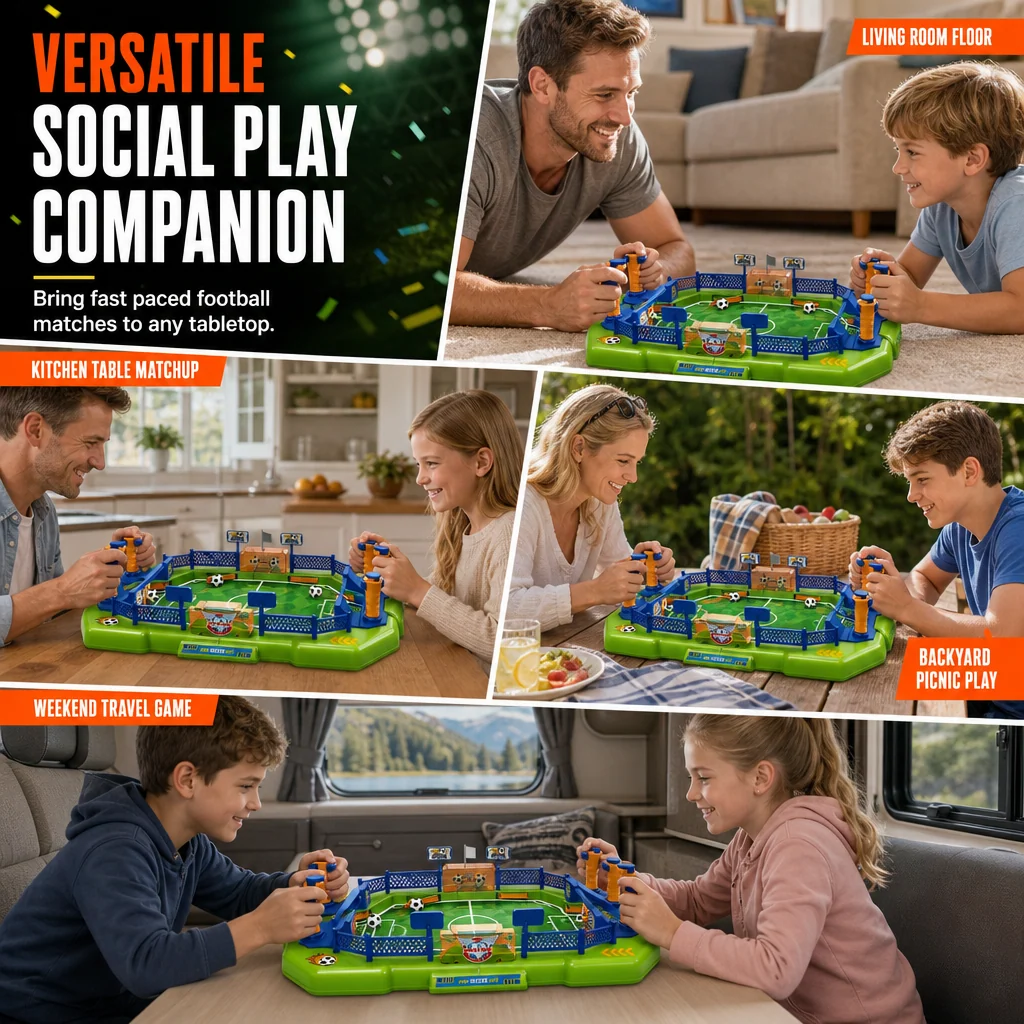 Portable tabletop soccer battle game