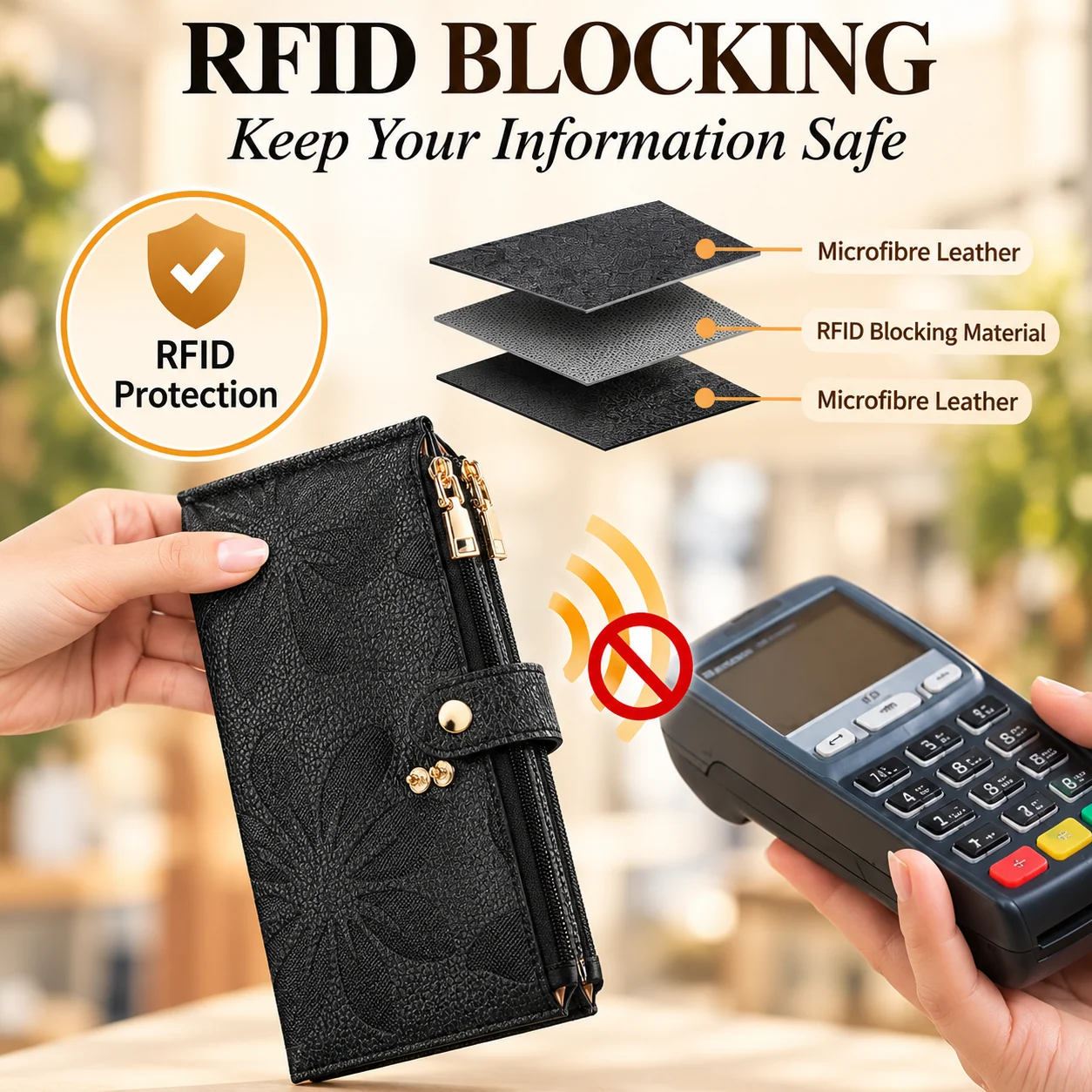 RFID protection design of black wallet