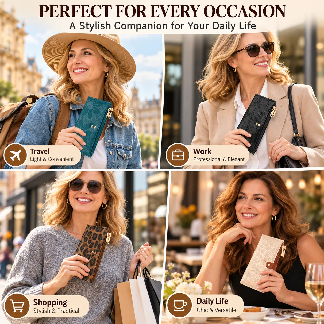 Women's black wallet lifestyle