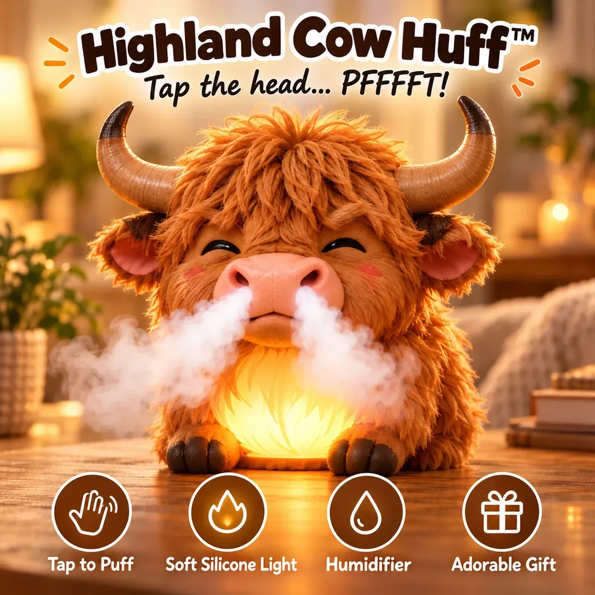 Highland Cow Huff Tap to Puff Humidifier