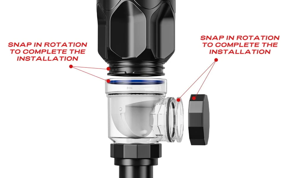 Snap-in rotation assembly for the flexible sink drain kit