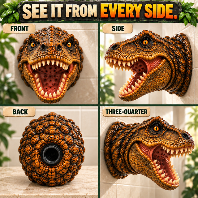 Rear water inlet position on the dinosaur shower head