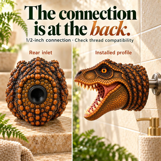 Refined rear connection and side profile of the T-Rex shower head
