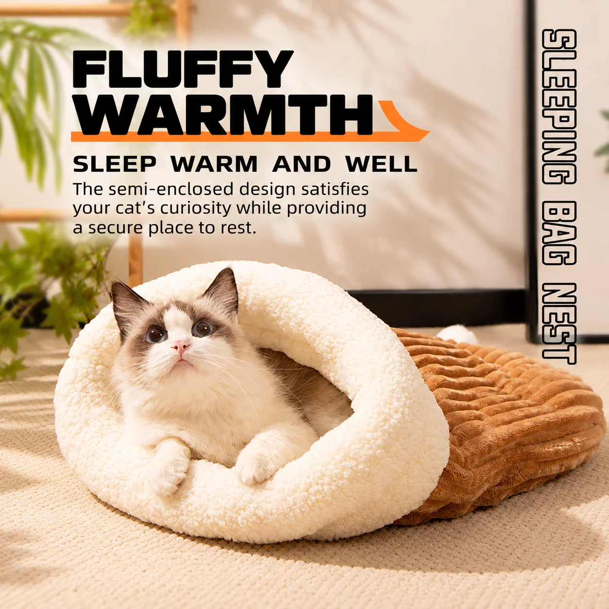 Cat and dog using pet sleeping bag