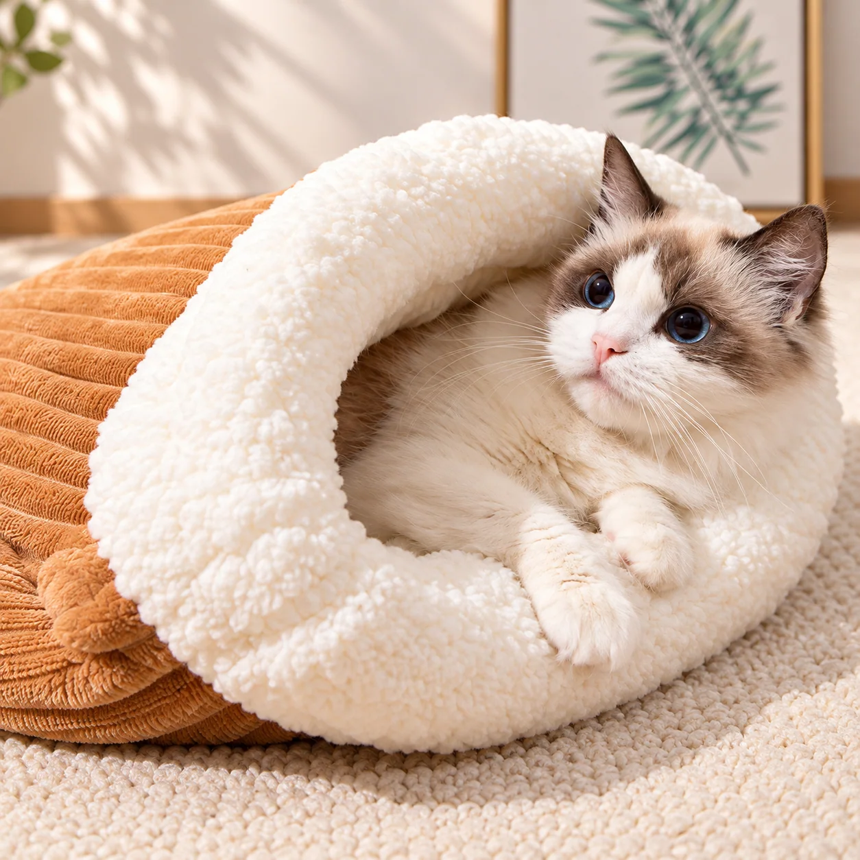 Warm plush pet sleeping bag nest