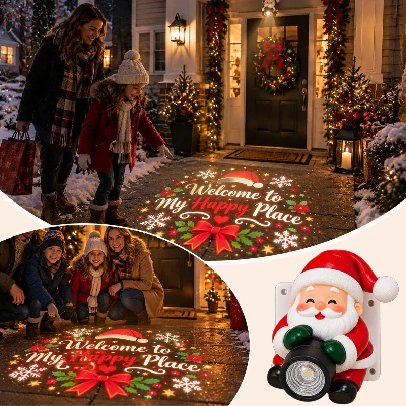 Pivoting connection for adjusting the Santa projector direction
