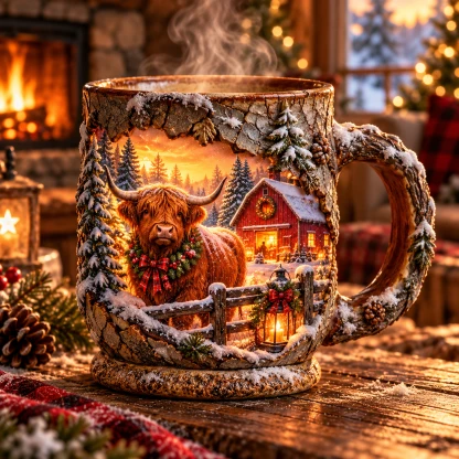 Highland Cow Christmas Magic Mug as a warm holiday gift