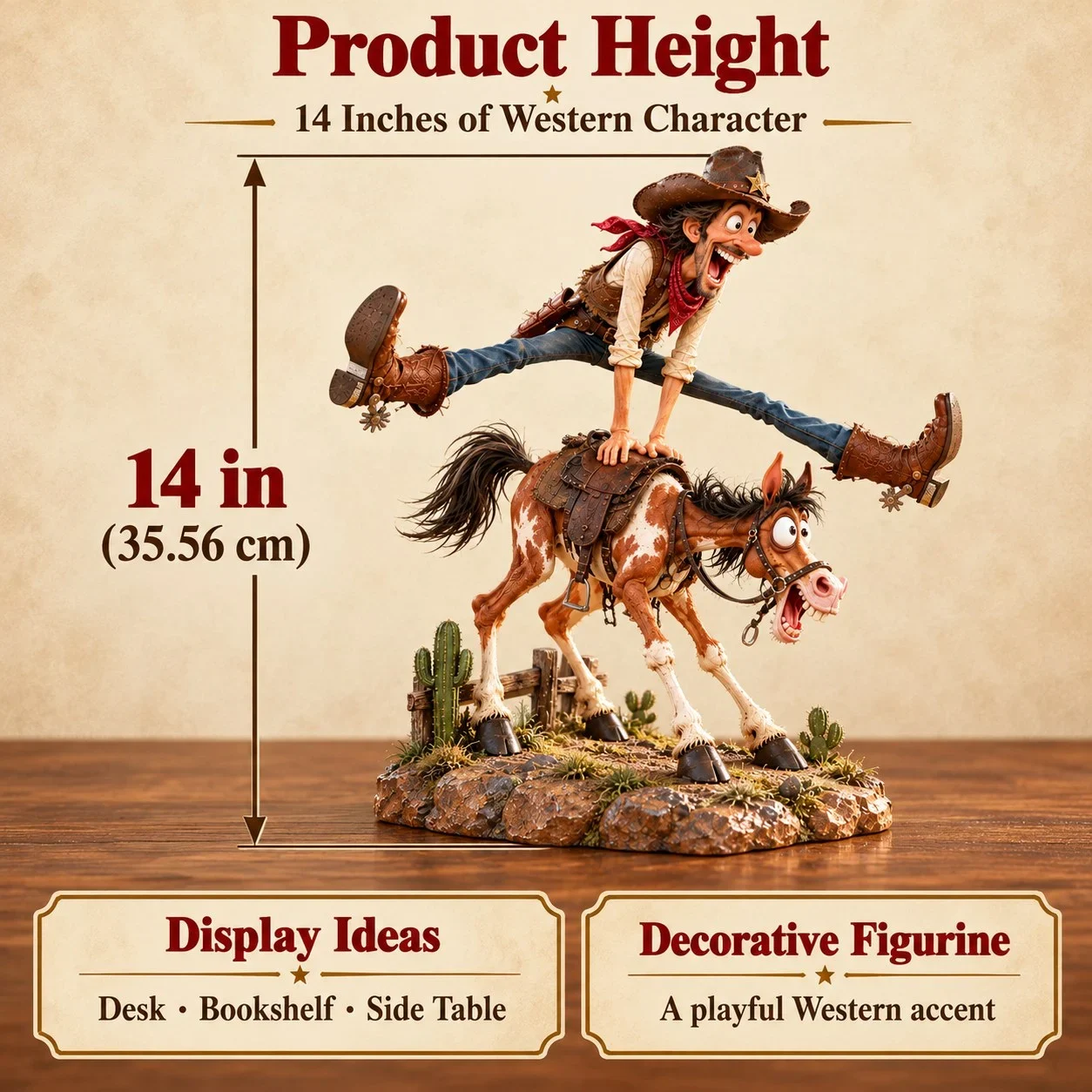 Overall figurine height: 14 inches (35.56 cm)
