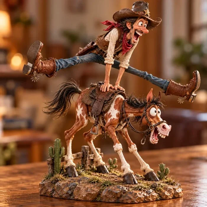 Cowboy Details — part of one connected, non-detachable figurine