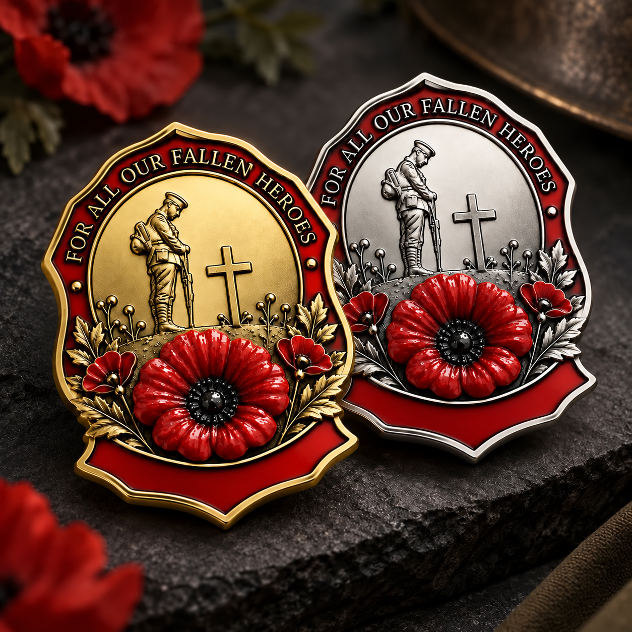 Red Poppy 111th Anniversary Remembrance Brooch
