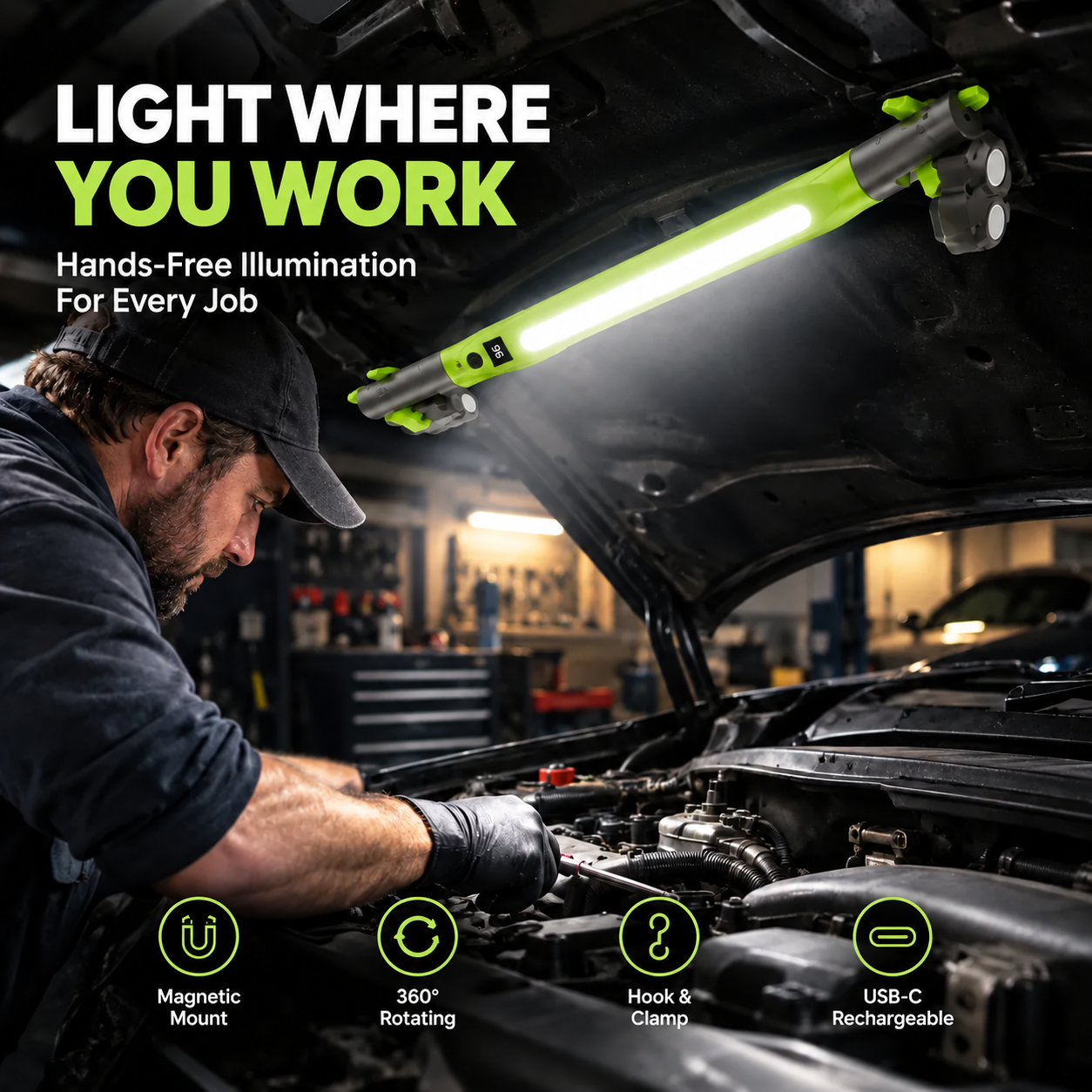 Fgorre rechargeable magnetic LED work light