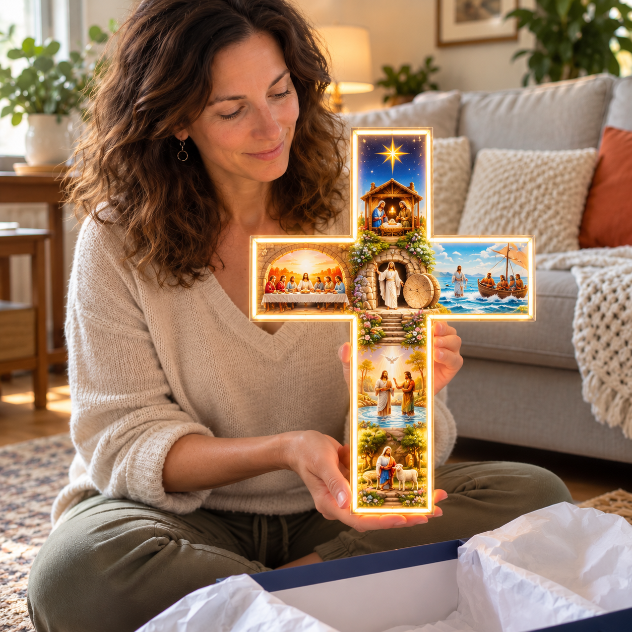 Warmly Lit Cross Art Gift Reveal.png
