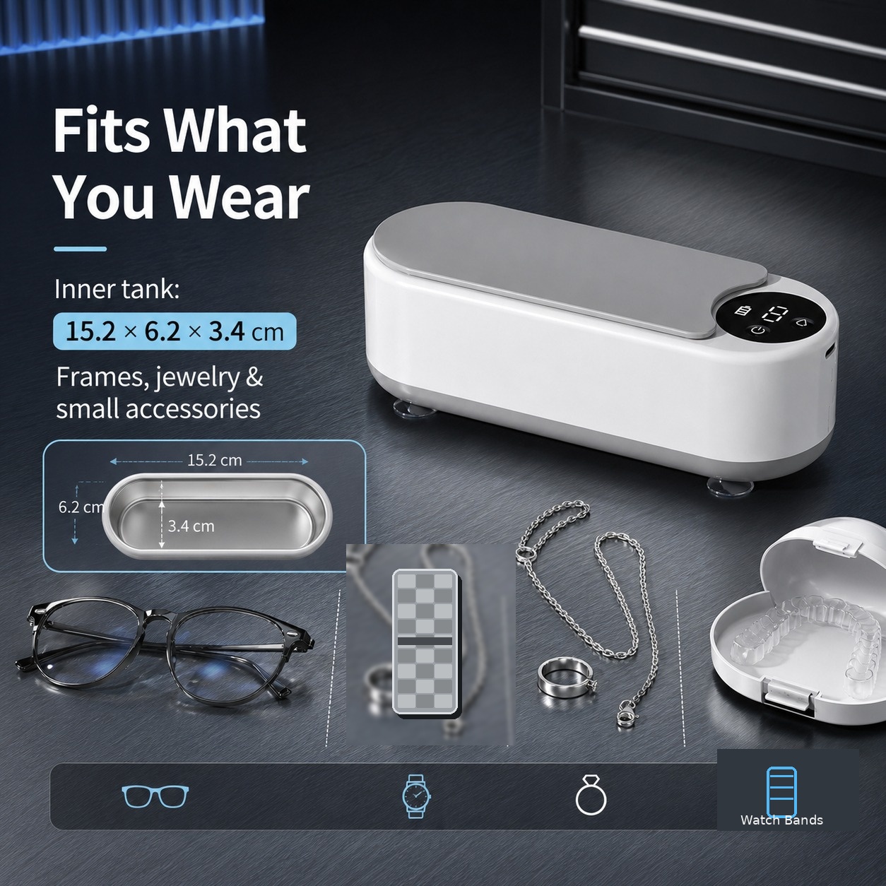 Cleaning box suitable for glasses, jewelry and retainers