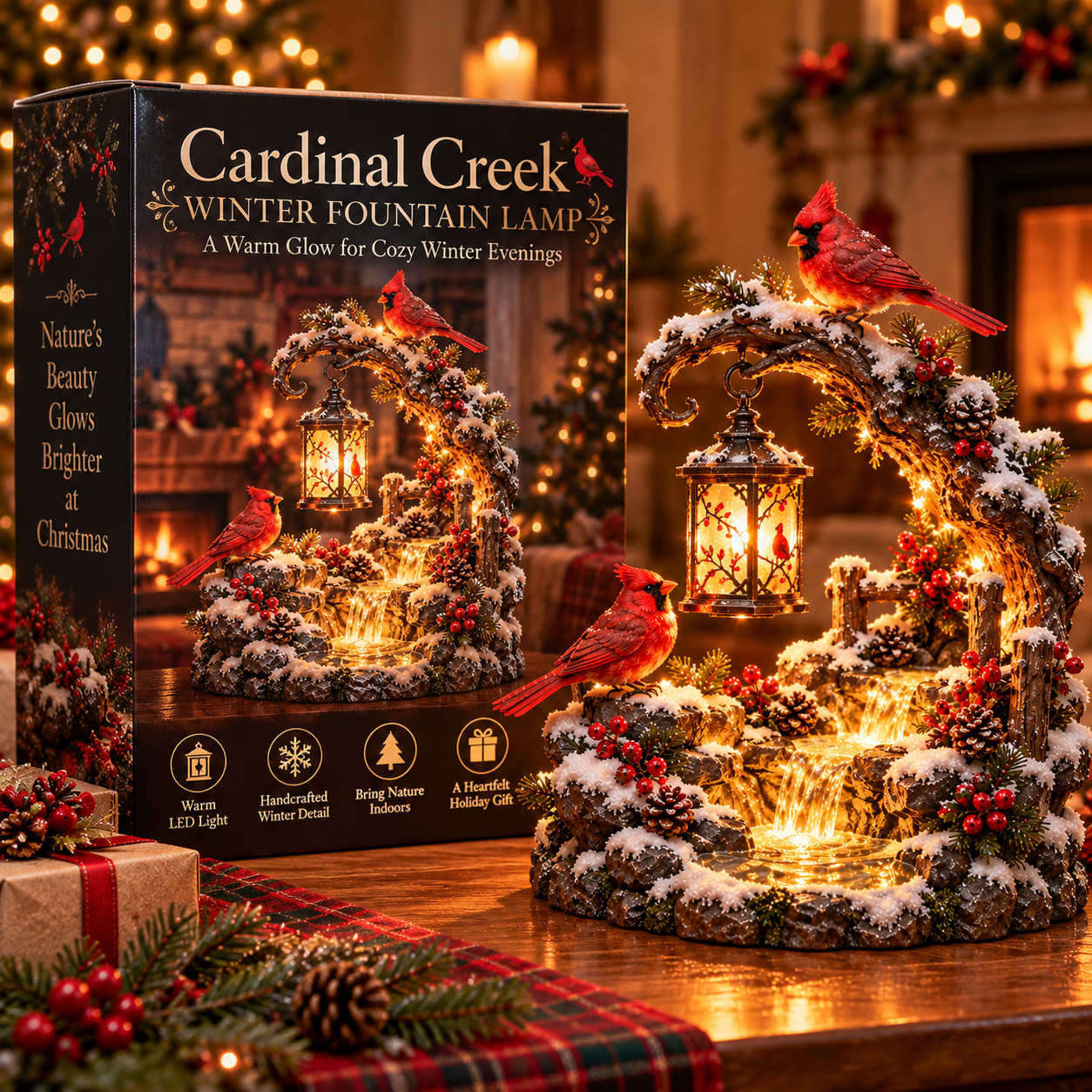Cardinal Creek lighted winter woodland decoration