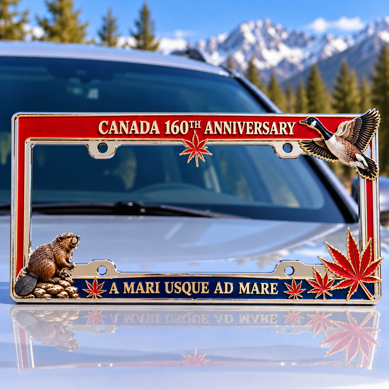 Canada 160th anniversary commemorative metal license plate frame