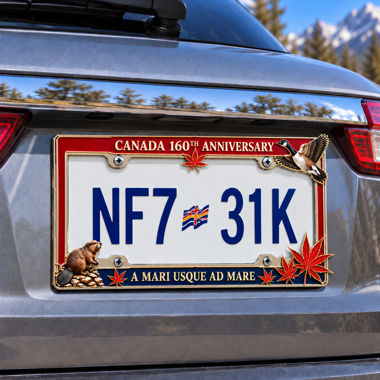 Canada commemorative frame installed on vehicle