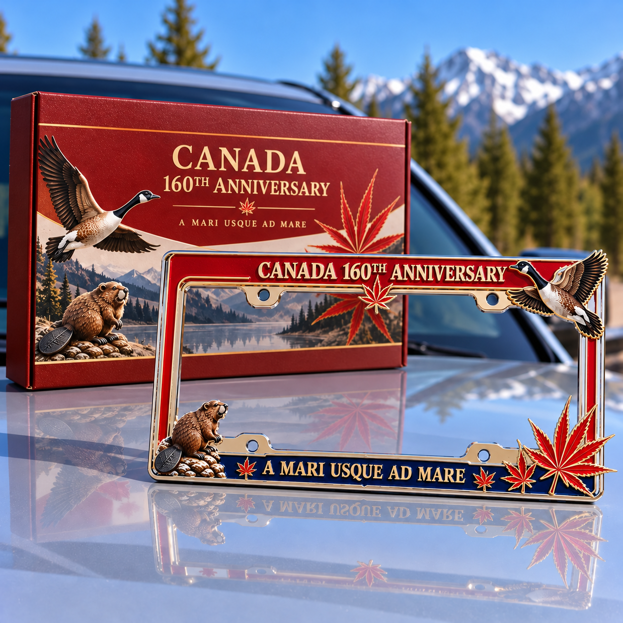 Canada 160th anniversary plate frame with presentation box