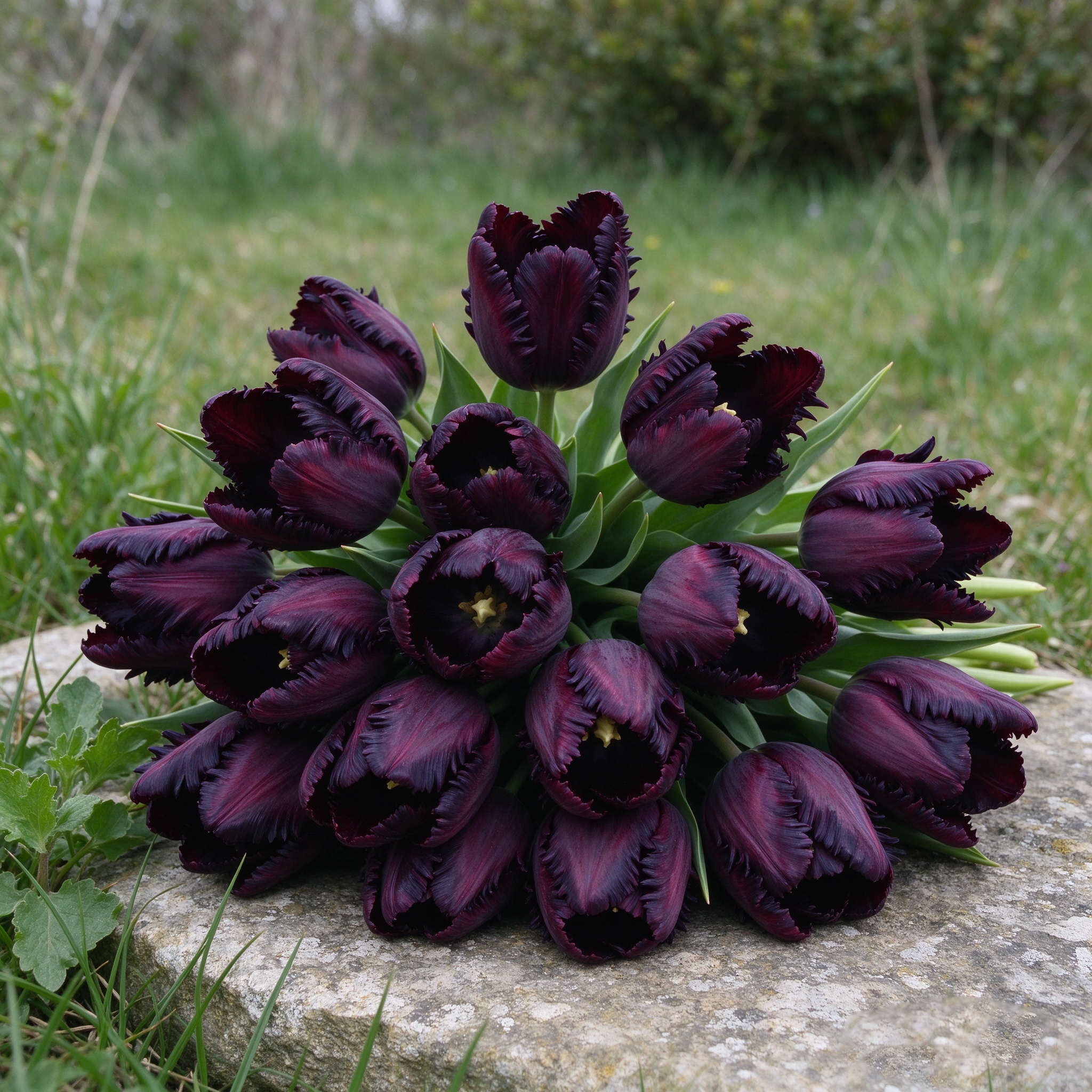 Black Parrot tulip with dark ruffled petals