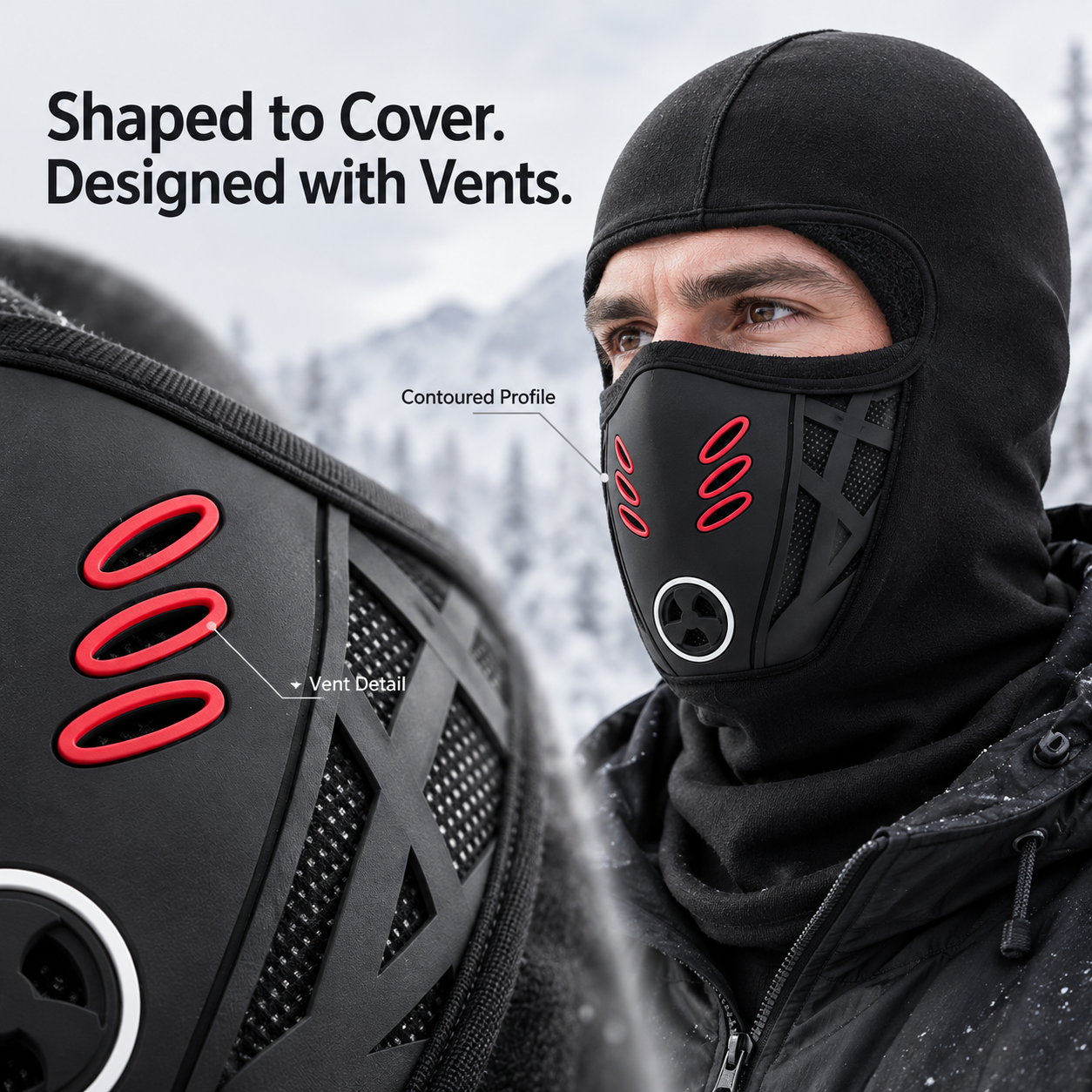 Contoured face panel with visible vent openings and mesh detailing