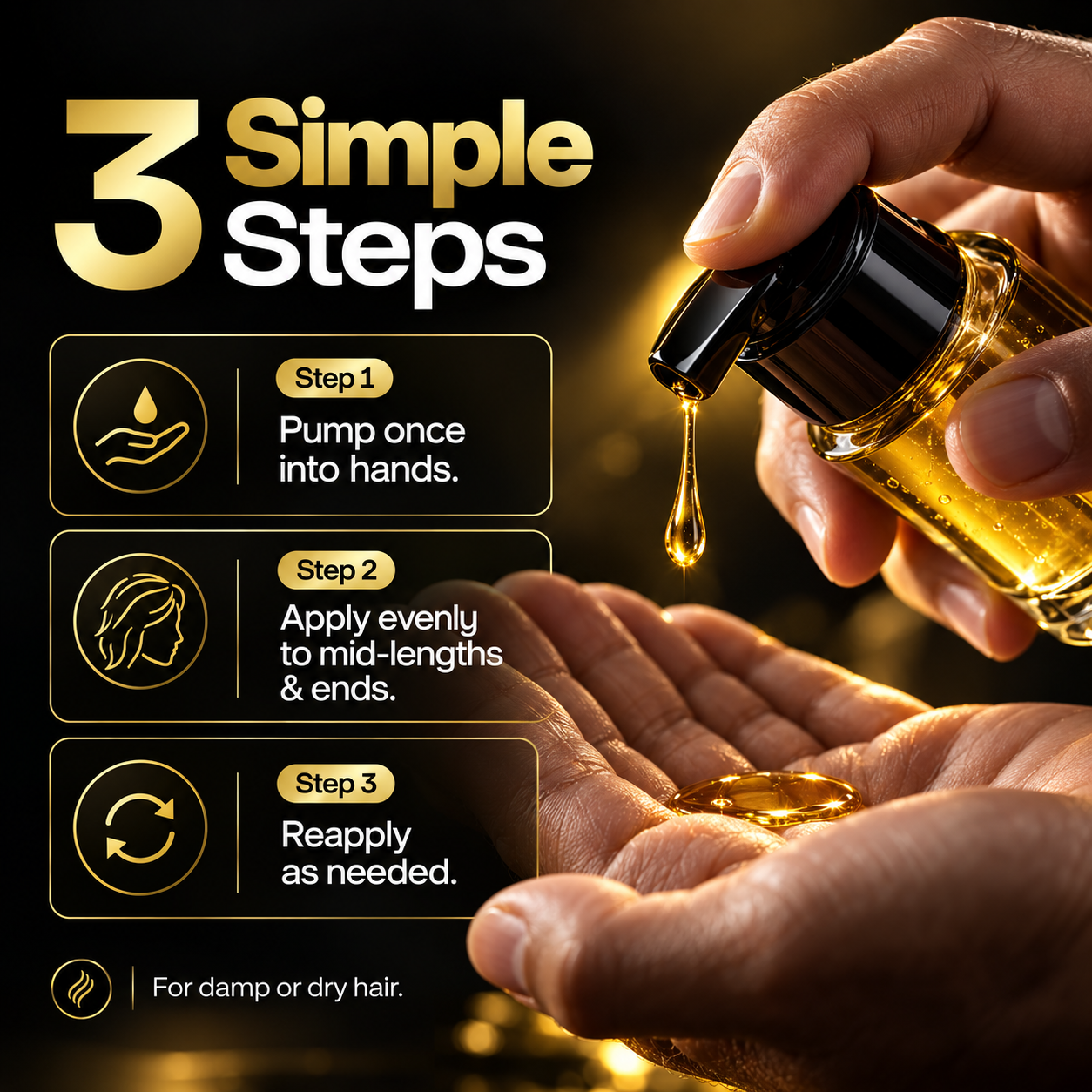Three simple steps for using hair elixir