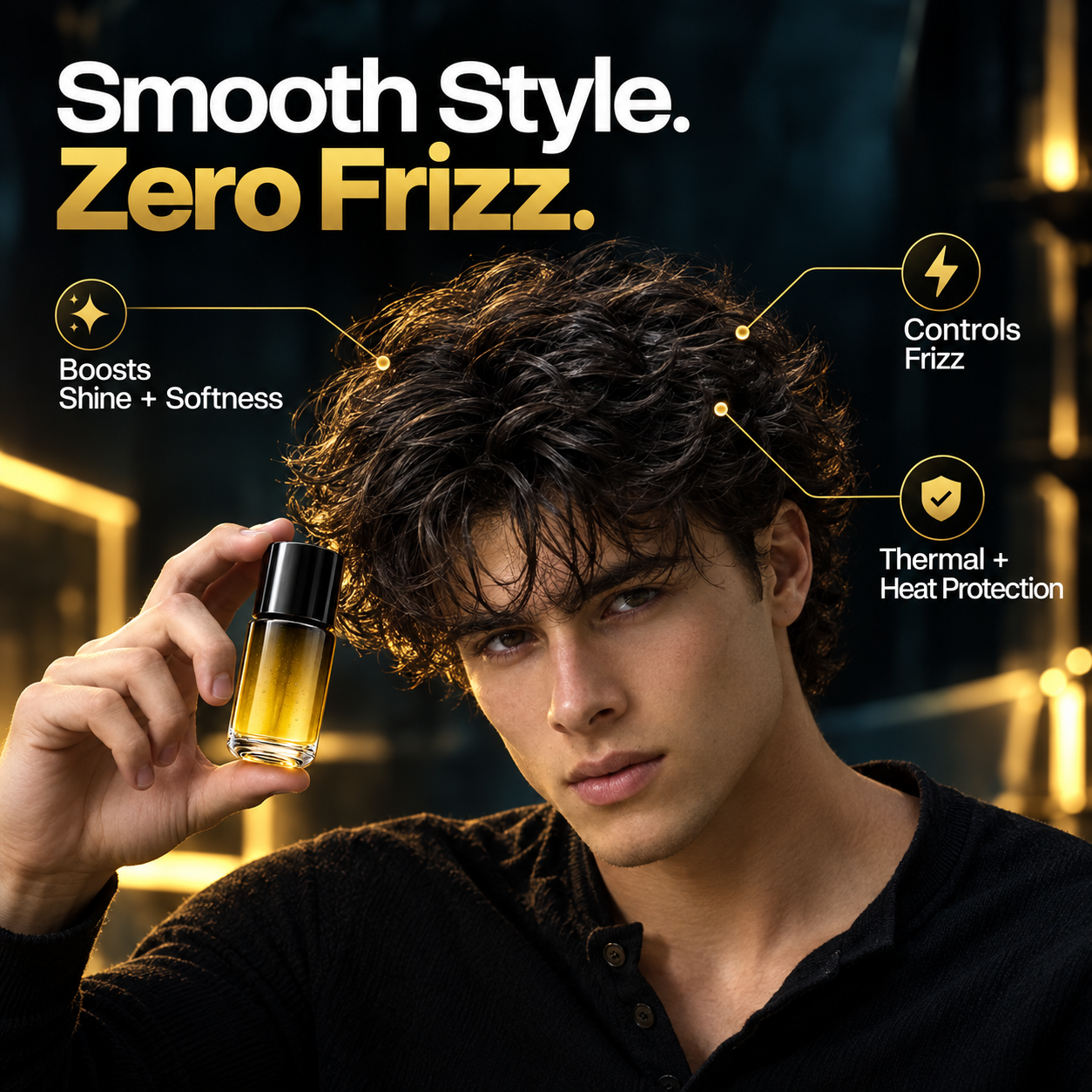 Hair elixir for smoother looking frizz and flyaways