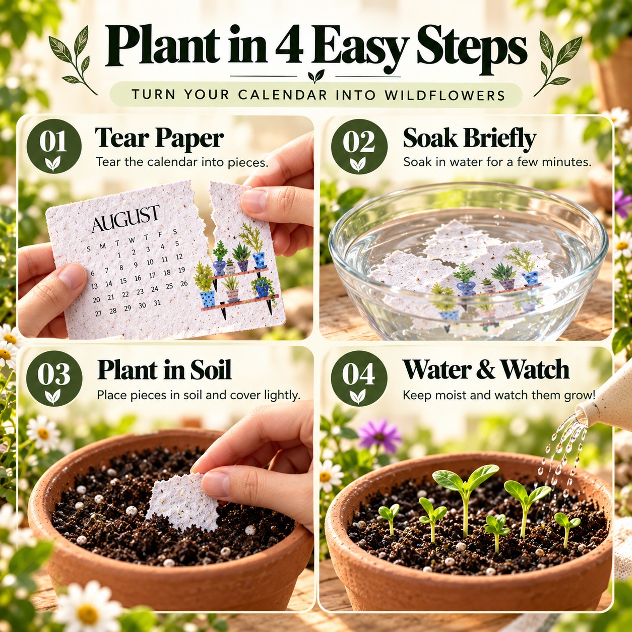 How to plant a seed paper calendar card