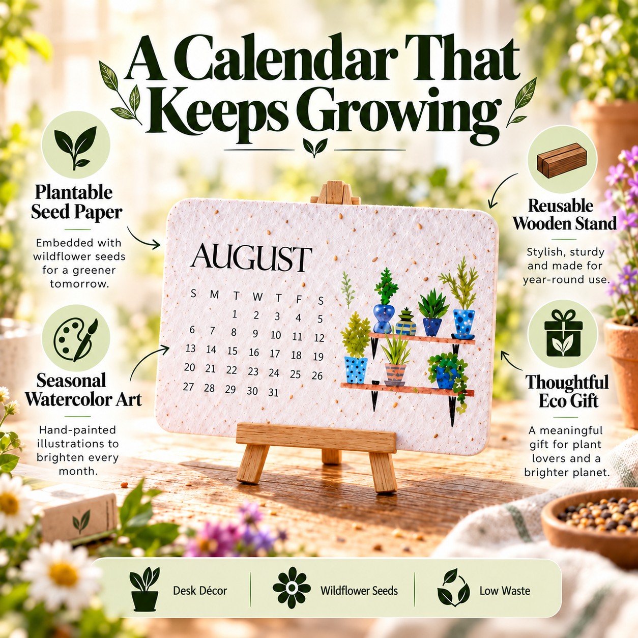 Handmade recycled plantable seed paper calendar