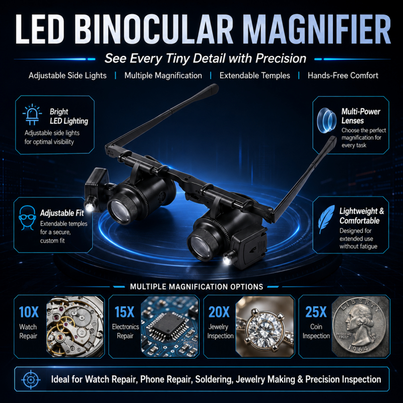 Head-mounted magnifier product features