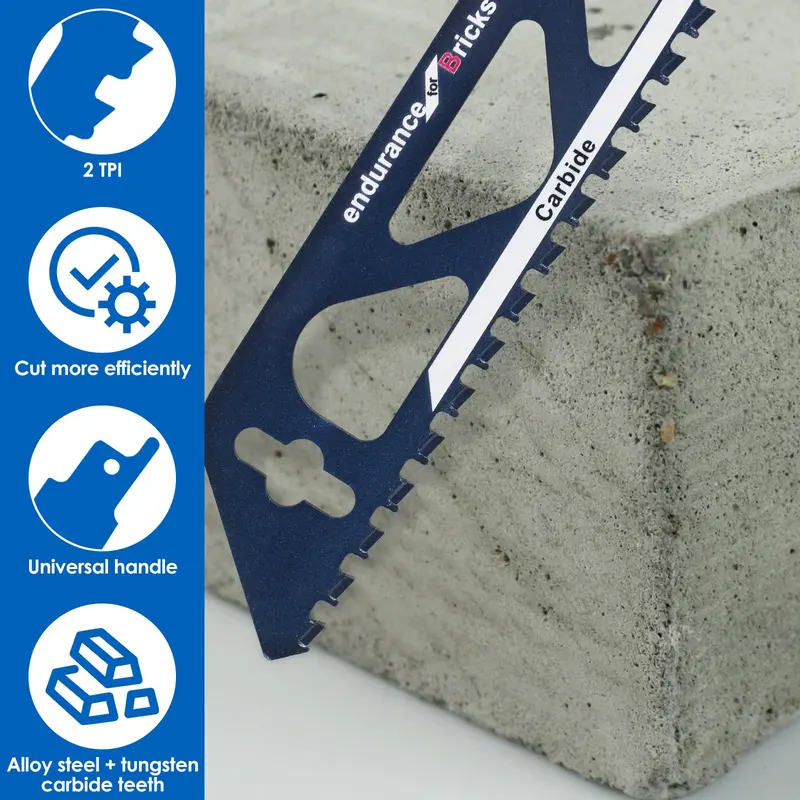 Carbide tooth spacing and construction details of the masonry blade